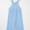 Women's Beau Blue Checkered High Waist Wide Leg Overall with Pocket - Image 12