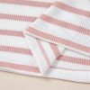 Cozy Pink Stripe Waffle Knit Pocketed Half Sleeve Plus Size T-Shirt - Image 13