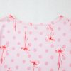 Women's Pink Bow Knot Polka Dot Print Short Sleeve Top Lounge Set - Image 12