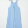 Women's Beau Blue Checkered High Waist Wide Leg Overall with Pocket - Image 13