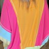 Women's Rose Red Plus Size Colorblock Patchwork Sweatshirt - Image 3