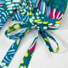 Trendy Plus Size Green Abstract Print Knotted Short Sleeve Blouse - Image 9