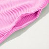 Women's Bright Pink Corded Knit Crew Neck Puff Sleeve Shift Mini Dress - Image 15