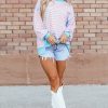 Women's Pink Stripe High-Low Pullover Tunic Sweatshirt - Image 6