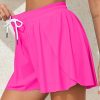 Women's Rose Red Drawstring Elastic Waist Lined Ruffle Shorts Bikini Bottom - Image 8