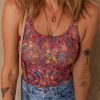 Women's Purple Floral Printed Mesh U Neck Sleeveless Bodysuit for Summer Fashion - Image 4