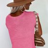 Women's Sachet Pink Solid Color Sweater Tee with Chic Side Slits - Image 2