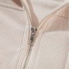 Women's White Corduroy Hooded Zip-Up Jacket with Drawstring - Image 16