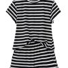 Women's Black and White Striped Short Sleeve Top and Shorts Set - Casual Summer Outfit - Image 16