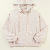 Women's White Corduroy Hooded Zip-Up Jacket with Drawstring - Image 9