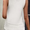 Elegant Women's White U Neck Eyelet Accent Sweater Vest - Image 10