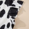 Plus Size Women's White Polka Dot Print Ruffled Sleeve Midi Dress with Pockets - Image 16