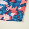 Plus Size Blue Abstract Print Shirred Ruffled Short Sleeve Mini Dress - Image 10
