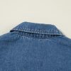 Women's Chic Sail Blue Lapel Collar Denim Jacket with Side Pockets - Image 10