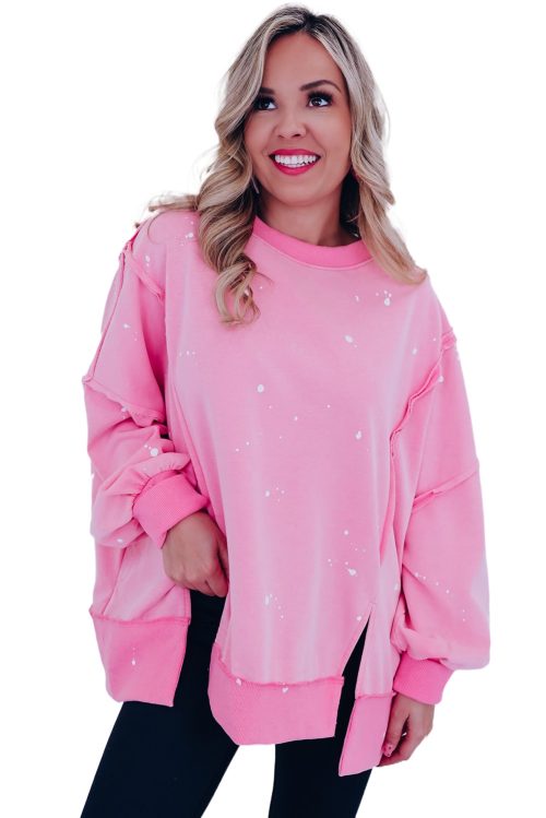 Women's Bonbon Splash Spots Exposed Seam Baggy Sweatshirt