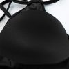 Women's Black Ribbed Dual Crisscross Straps Cut-Out Back Tankini Swim Suit - Image 22