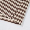 Women's Brown Stripe Textured Side Slits Crew Neck T-Shirt - Casual Summer Style - Image 10