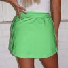 Women's Light Green French Terry Drawstring Mini Skort with Pockets - Image 2