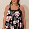 Black 2-Piece Plus Size Wide Strap Floral Tankini Set - Versatile Swimwear for Beach & Vacation - Image 6