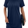 Chic Navy Blue Contrast Lace Raglan Sleeve Pleated Detail Shift Dress - Image 5