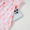 Women's Pink Bow Knot Polka Dot Print Short Sleeve Top Lounge Set - Image 9