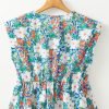 Women's Green Floral Print Bow Applique Sleeveless Peplum Blouse for Summer - Image 8