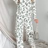 Women's Beige Leopard Print Long Sleeve and Pants Loungewear Set - Image 2