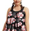 Black 2-Piece Plus Size Wide Strap Floral Tankini Set - Versatile Swimwear for Beach & Vacation - Image 15