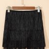 Chic Black Tiered Fringe Trimmed Mini Skirt for Effortless Boho Style - Image 6