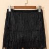 Chic Black Tiered Fringe Trimmed Mini Skirt for Effortless Boho Style - Image 7