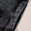 Women's Black Short Sleeve Flap Pocket Button Up Raw Hem Denim Shirt - Image 17