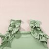 Women's Smoke Green Solid Ruffle Trim Sleeveless Top - Image 9