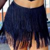 Chic Black Tiered Fringe Trimmed Mini Skirt for Effortless Boho Style - Image 2