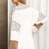 Women's White Leopard Patchwork Oversized Waffle Top - Image 9