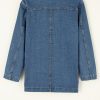 Women's Chic Sail Blue Lapel Collar Denim Jacket with Side Pockets - Image 8