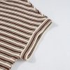 Women's Brown Stripe Textured Side Slits Crew Neck T-Shirt - Casual Summer Style - Image 9