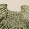 Elegant Grass Green Plus Size Frilly Square Neck Flutter Sleeve Dress - Image 8