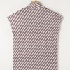 Women's Chestnut Striped Stand V Neck Short Sleeve Blouse for Effortless Chic Style - Image 11