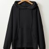 Women's Black Waffle Knit Fleece Lined Oversized Hoodie - Image 11