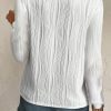 Women's White Textured Wavy Round Neck Long Sleeve Top - Image 2