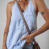 Women's Beau Blue Knotted Open Back Halterneck Denim Tank Top - Image 3