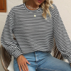 Women's Black Stripe Long Sleeve Top - Casual and Trendy - Image 7