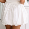 Women's White Bubble Mini Skirt with Pockets - Casual Summer Style - Image 2