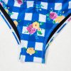 Women's Blue Gingham Halter Ruched Bodice One Piece Swimsuit with Drawstring Ties - Image 21