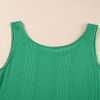 Women's Green Solid Color Ribbed Ruffle Tank Top and Wide Leg Pants Set - Image 11