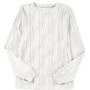 Women's White Textured Wavy Round Neck Long Sleeve Top - Image 14