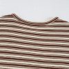 Women's Brown Stripe Textured Side Slits Crew Neck T-Shirt - Casual Summer Style - Image 12