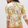 Women's Multicolor Crochet V Neck Half Sleeve Boho Floral Blouse - Image 3