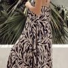 Women's Black Abstract Print Open Back Boho Maxi Sundress for Summer - Image 2