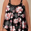 Black 2-Piece Plus Size Wide Strap Floral Tankini Set - Versatile Swimwear for Beach & Vacation - Image 8